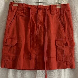 Anthropologie | Paper Boy Women's Red Linen Cotton Cargo Mini Skirt, Size 6